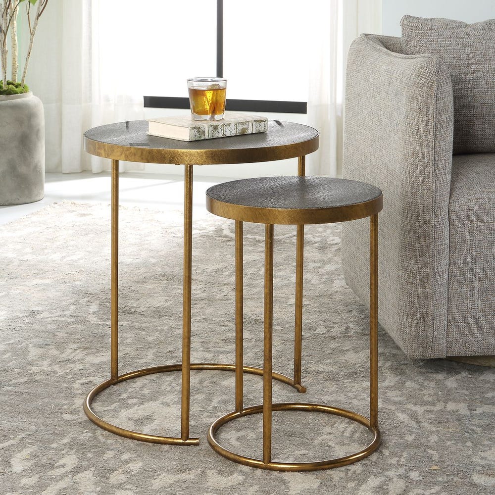 Aragon Nesting Tables, S/2, Gray / 25284 UTTERMOST