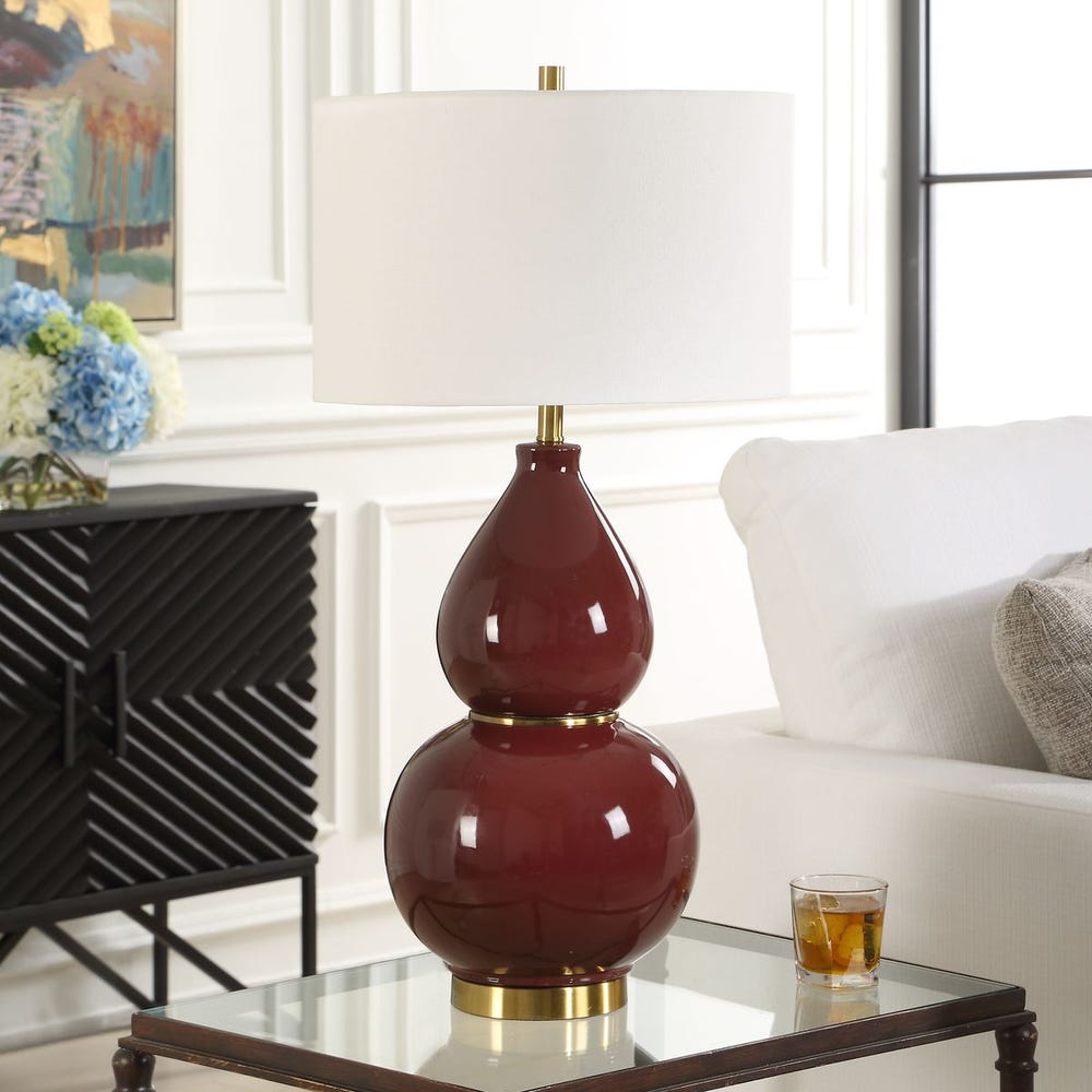 Gourd Table Lamp, Burgundy / 30644-1