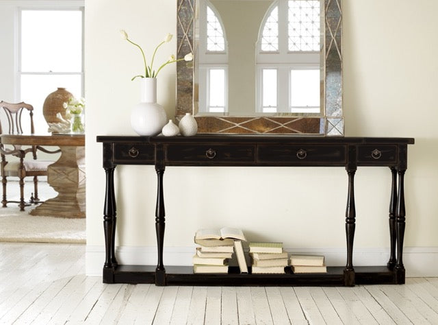 Sanctuary Four-Drawer Thin Console - Ebony / 3005-85001 HOOKER
