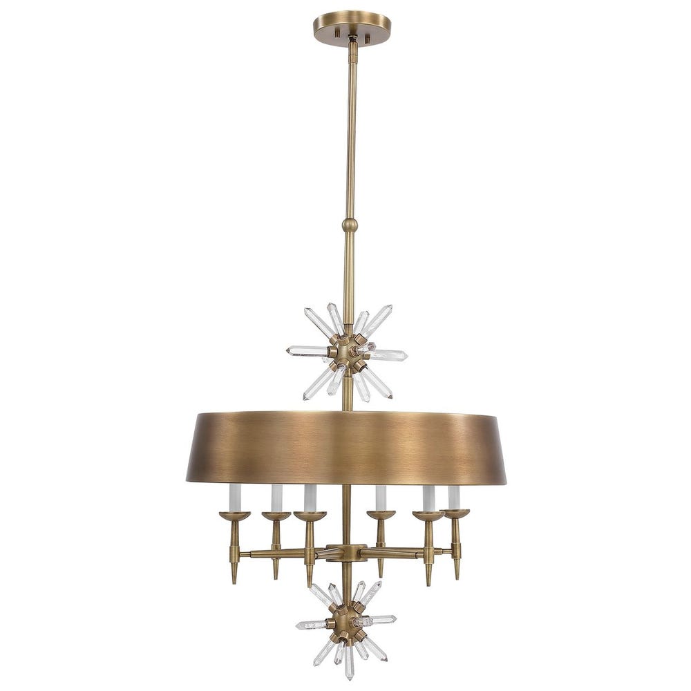 Star Quartz, 6 Lt Pendant - Antique Brass /  R21340 UTTERMOST