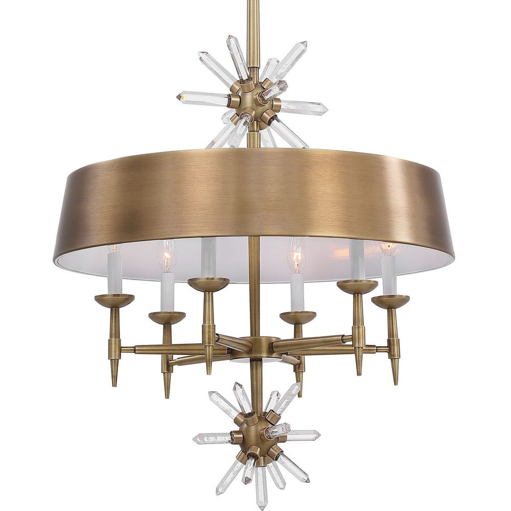Star Quartz, 6 Lt Pendant - Antique Brass /  R21340 UTTERMOST